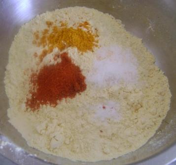 Mix spices in Besan.